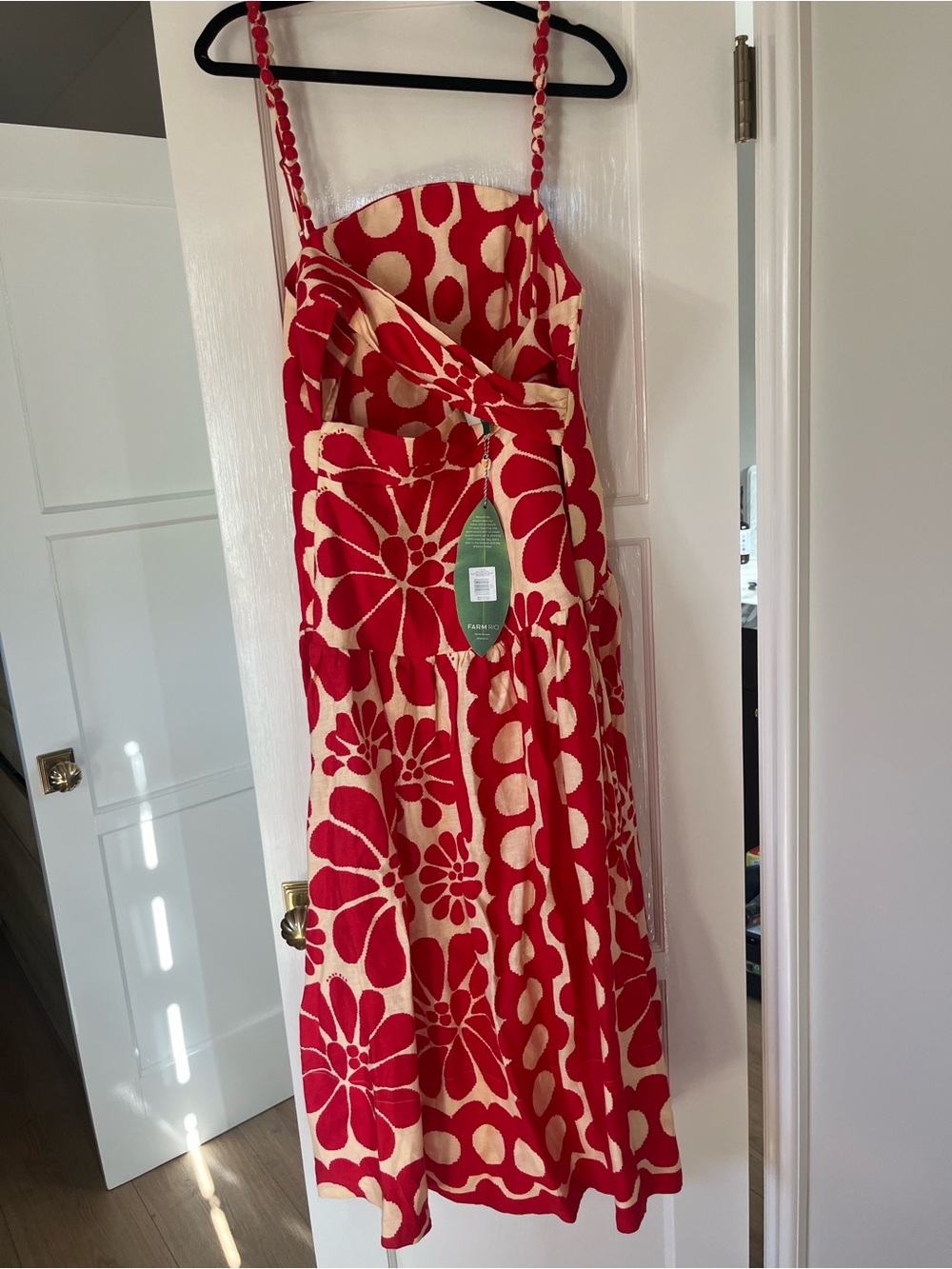 Red and Cream Floral Strap Sundress Palermo Sleeveless MIDI Dress - Picture 12 of 12